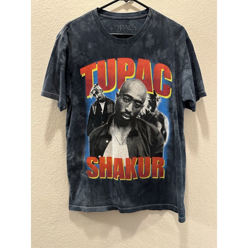 Tupac Shakur Men's Tee Dark Gray Tie Dye Size M